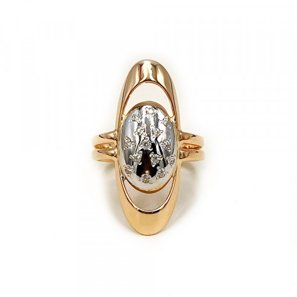 Кольцо из красного с белым золота с цирконом