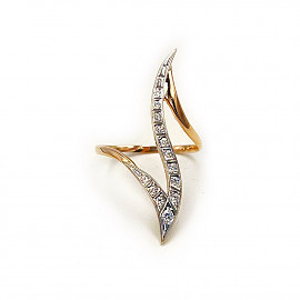 Кольцо из красного с белым золота с цирконом 01-200781852