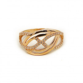 Каблучка з золота у червоному кольорі з цирконом 01-200782252