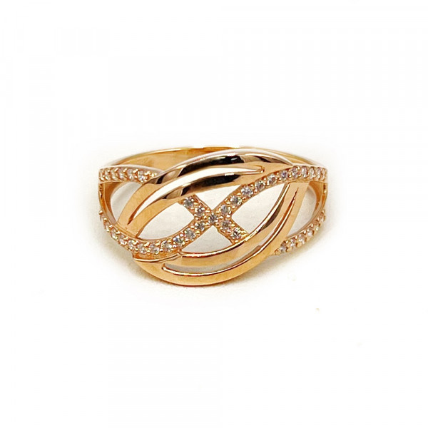 Каблучка з золота у червоному кольорі з цирконом