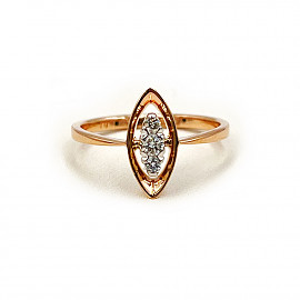 Золота каблучка у червоному з білим кольорі з білими діамантами 01-200786252