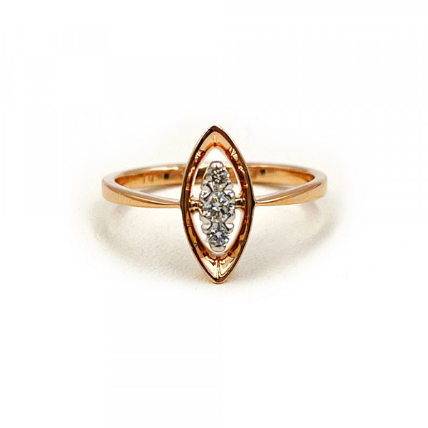 Золота каблучка у червоному з білим кольорі з білими діамантами