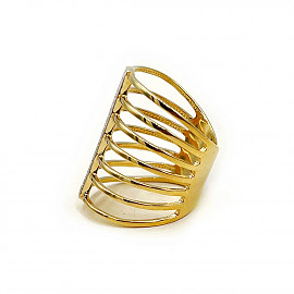 Золота каблучка у жовтому з білим кольорі з цирконом