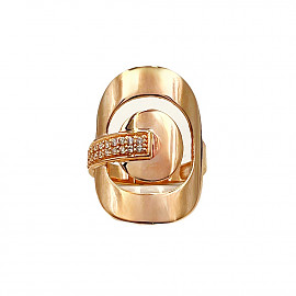 Золотое кольцо в красном цвете с цирконом 01-200867452