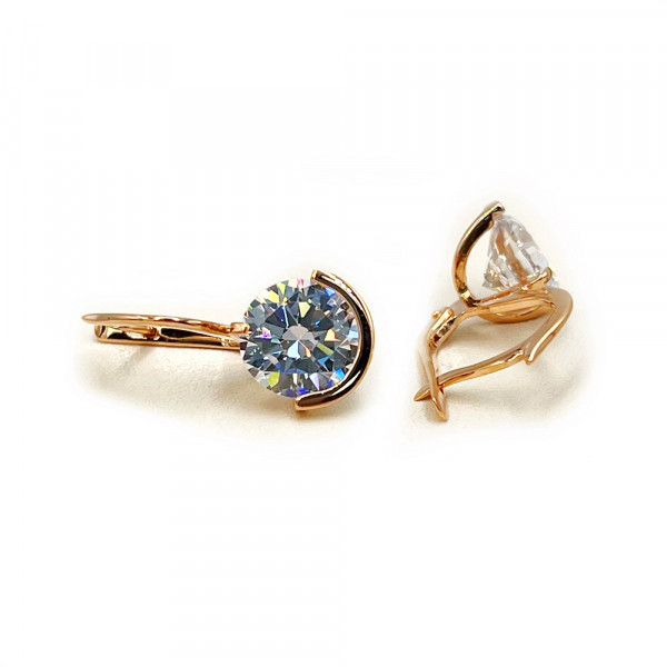 Сережки з червоного золота з цирконом