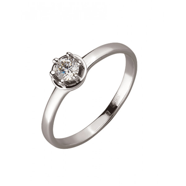 Кольцо из золота в белом цвете с цирконом