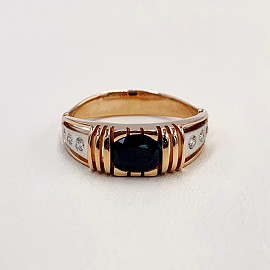 Золотое кольцо красного с белым цвета с белыми бриллиантами 01-200068753