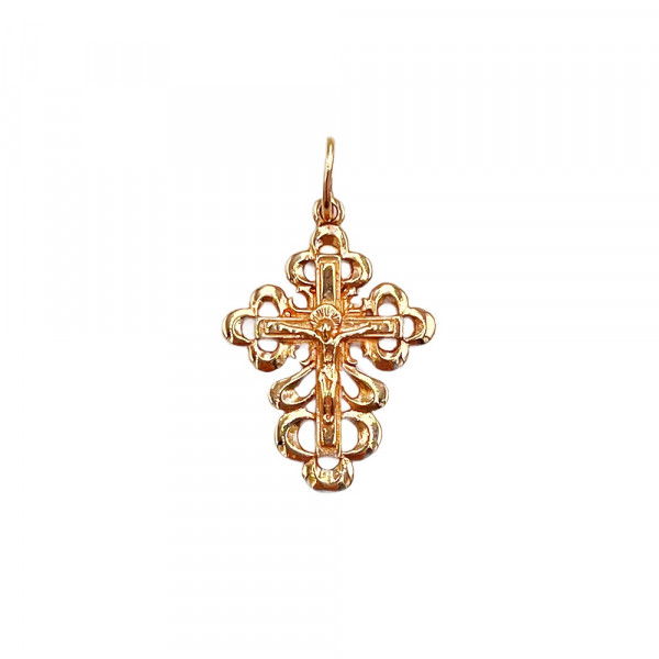 Золотой крестик в красном цвете