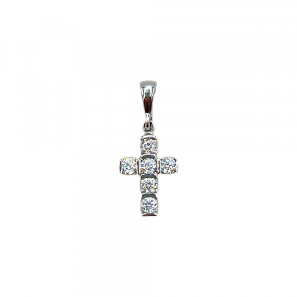 Золотий хрестик білого кольору з цирконом