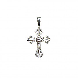 Крестик из золота белого цвета с цирконом 01-200174653