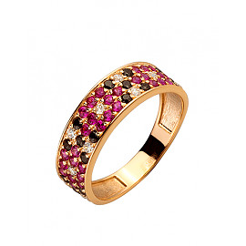 Кольцо из красного золота с цирконом 01-200175253