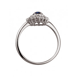 Золотое кольцо в белом цвете с цирконом