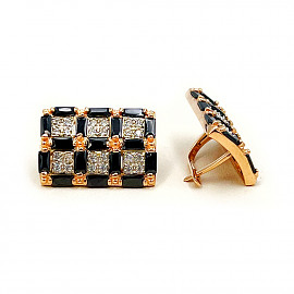 Серьги из золота в красном с белым цвете с цирконом 01-200748253