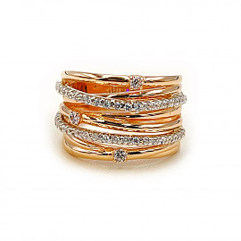 Кольцо из золота в красном с белым цвете с цирконом 01-200768553