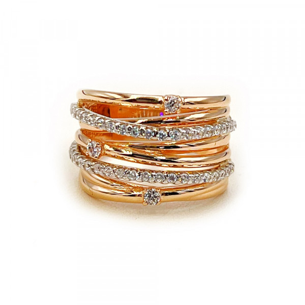 Кольцо из золота в красном с белым цвете с цирконом