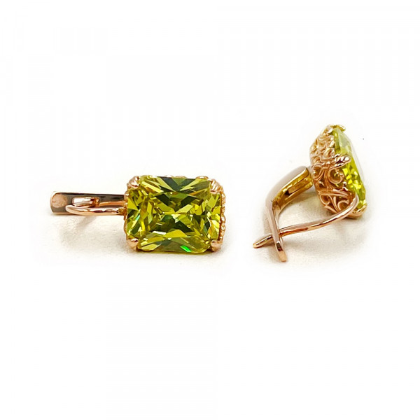 Золоті сережки червоного кольору з цирконом