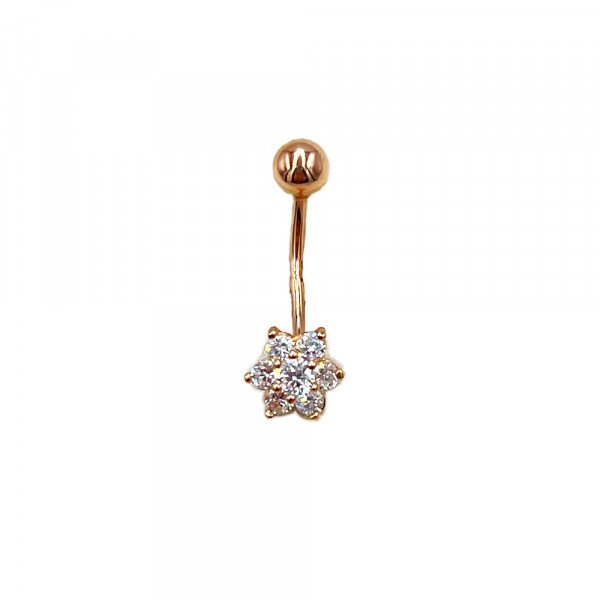 Пирсинг из красного золота с цирконом «Цветок»