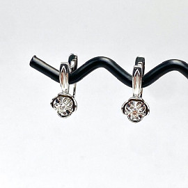 Золотые серьги в белом цвете с белыми бриллиантами 01-200842553