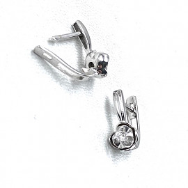 Золотые серьги в белом цвете с белыми бриллиантами