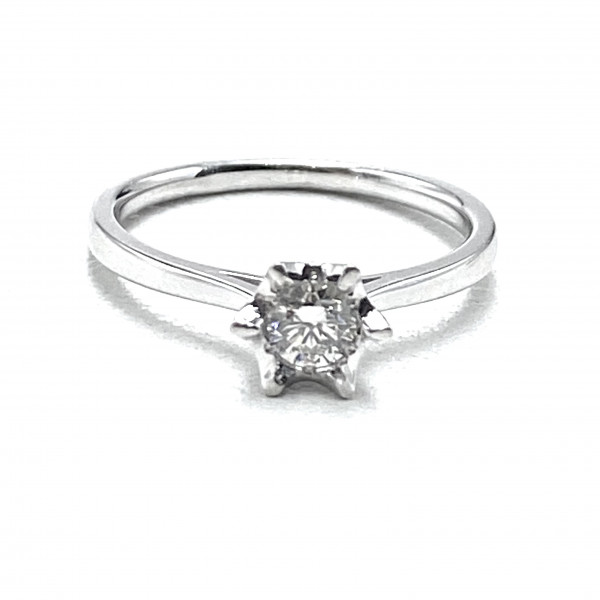 Каблучка з золота білого кольору з жовтим діамантом