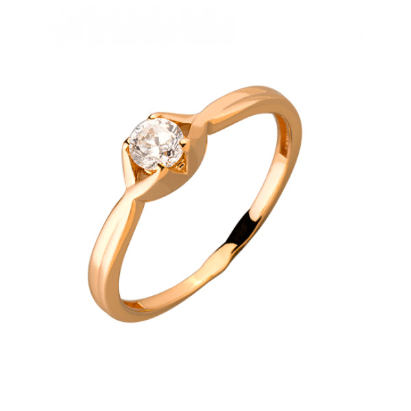 Каблучка з золота у червоному кольорі з цирконом
