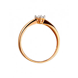 Золотое кольцо в красном с белым цвете с белым бриллиантом