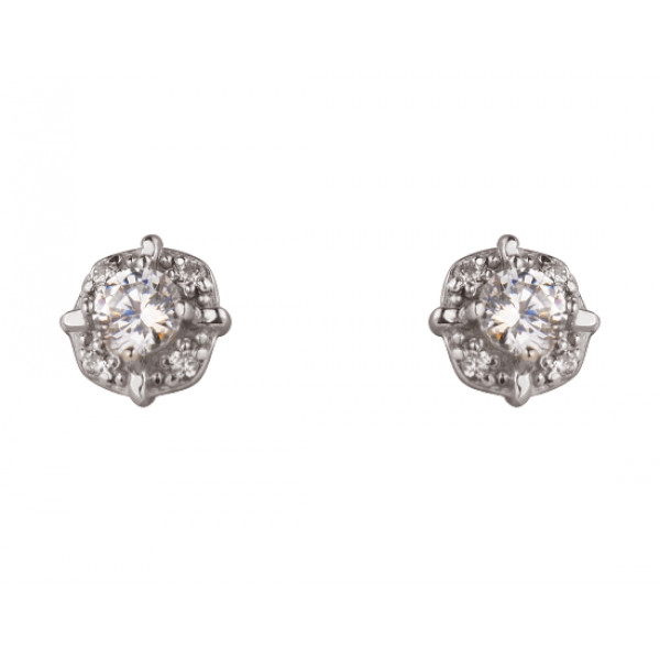 Серьги из белого золота с цирконом