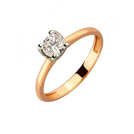Золота каблучка червоного з білим кольору з цирконом 01-200104754