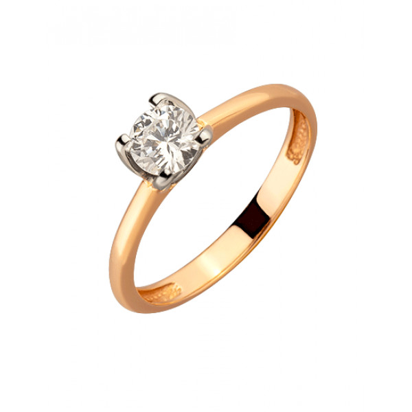Золота каблучка червоного з білим кольору з цирконом