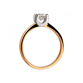 Золота каблучка червоного з білим кольору з цирконом