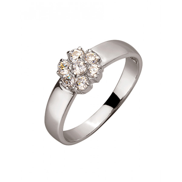 Золотое кольцо в белом цвете с цирконом