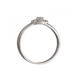 Золотое кольцо в белом цвете с цирконом