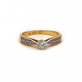 Кольцо из красного с белым золота с цирконом 01-200270054