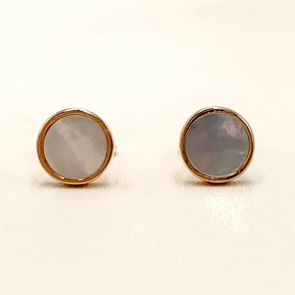 Сережки з золота червоного кольору з перламутром «Коло»