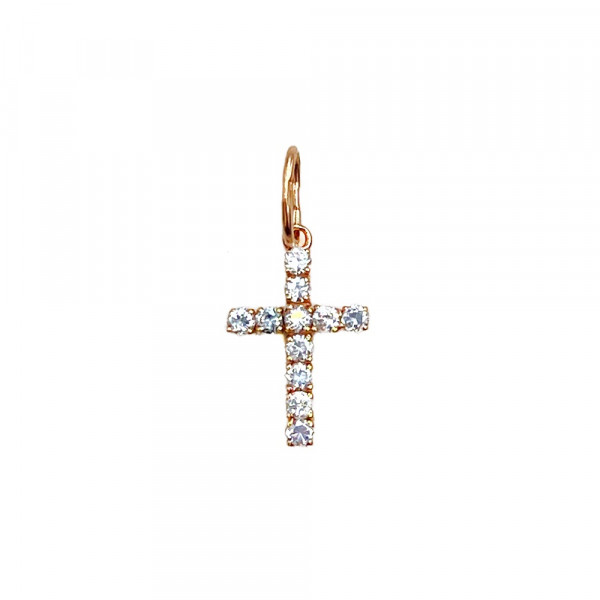 Хрестик з золота червоного кольору з цирконом