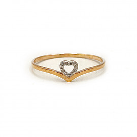 Каблучка з золота у червоному кольорі з білими діамантами 01-200796854