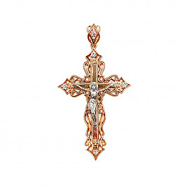 Золотий хрестик з жовтими діамантами 01-200865554