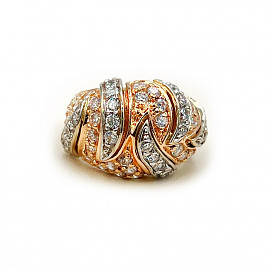 Кольцо из золота красного с белым цвета с цирконом 01-200883354