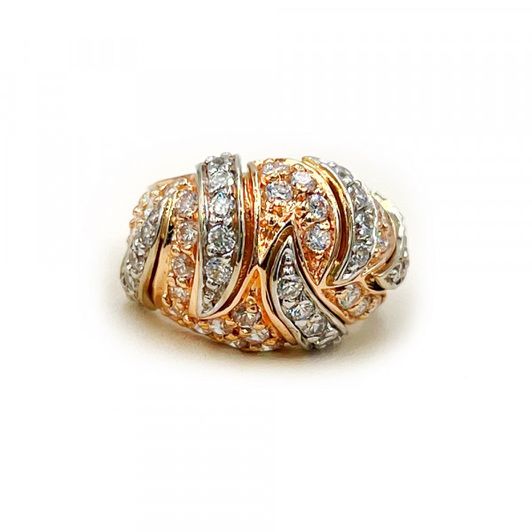 Каблучка з золота червоного з білим кольору з цирконом