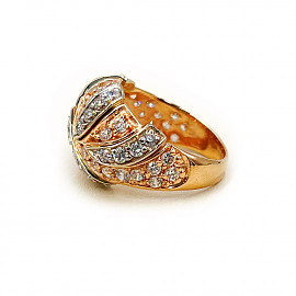 Каблучка з золота червоного з білим кольору з цирконом