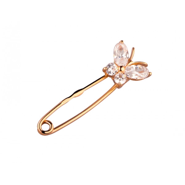 Шпилька з золота червоного кольору з цирконом