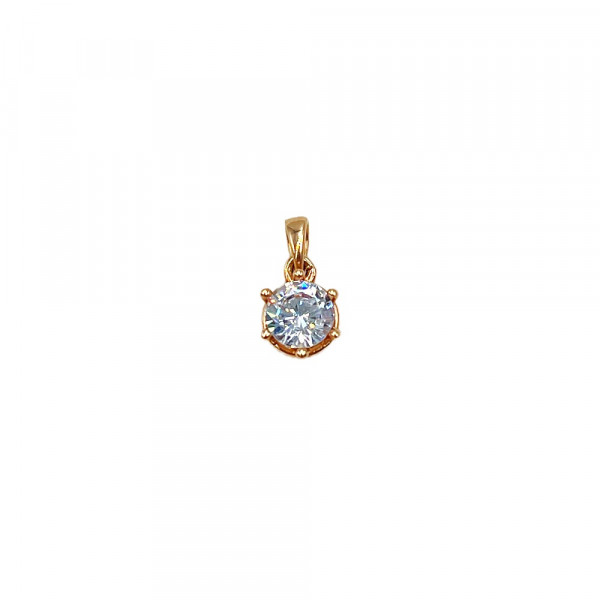 Золотой кулон красного цвета с цирконом