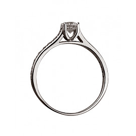 Каблучка з золота білого кольору з цирконом