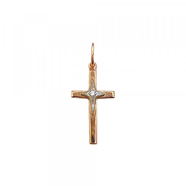 Крестик из золота с цирконом