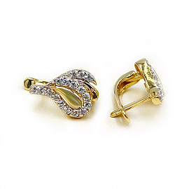 Серьги из золота в желтом с белым цвете с цирконом 01-200562655