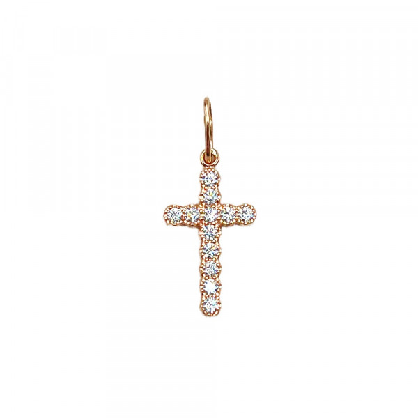 Крестик из красного золота с цирконом
