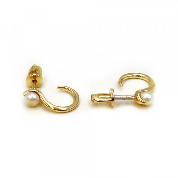 Сережки з золота жовтого кольору з перлиною