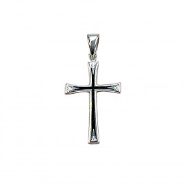 Хрестик з золота білого кольору з цирконом 01-200784255