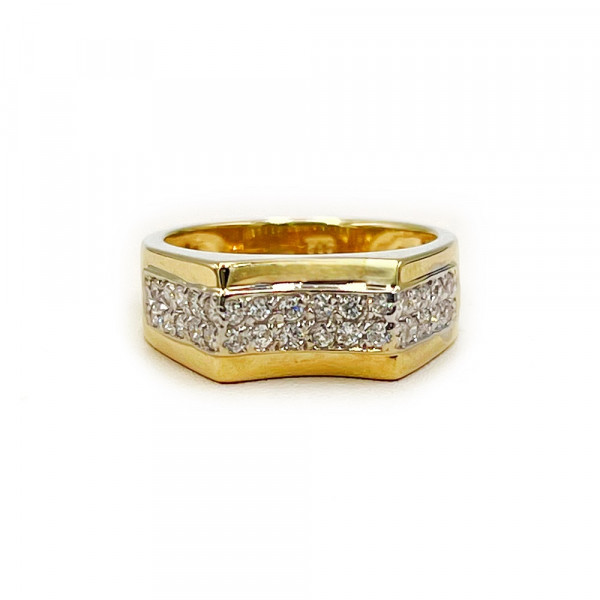 Каблучка з золота у жовтому з білим кольорі з цирконом