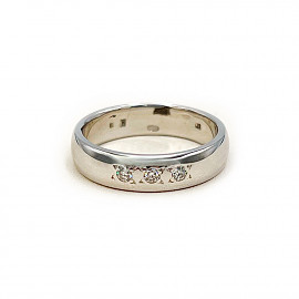 Золотое обручальное кольцо в белом цвете с белыми бриллиантами 01-200799755